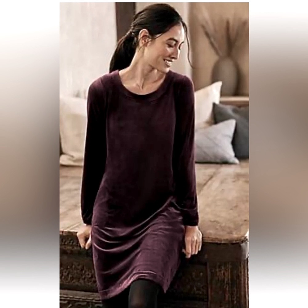 J Jill (Pure Jill) Velour Shift Dress. Eggplant | Purple. Women’s Sz-MP (10-12)